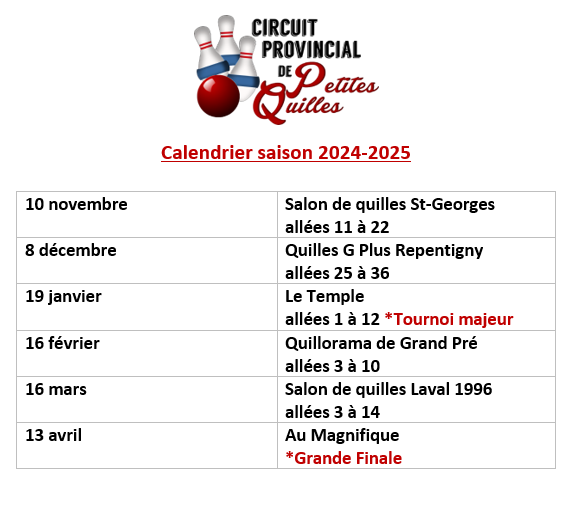 calendrier 2024-2025
